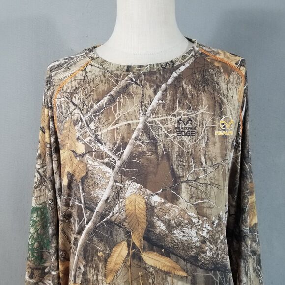 Realtree Edge camo shirt men's 2XL XXL Brown long sleeve Dri-Fit stretch outdoor - Picture 2 of 9